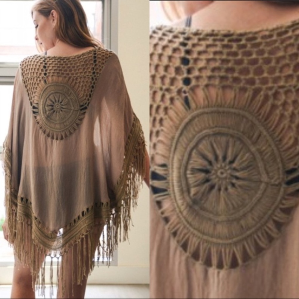 Mocha Crochet Kimono *143rd Style Haus* NEW! - Picture 1 of 4